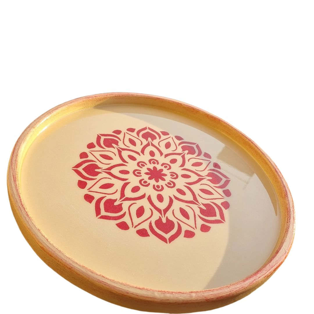 Plateau en bois avec art en résine moderne – Accent de table original