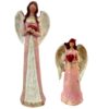 Figurines d'ange tenant des cœurs rouges éclatants d'amour et de dévotion - Ensemble de 2