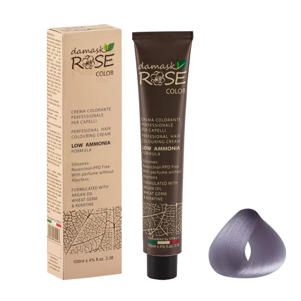 Coloration Capillaire Rose de Damas PR24 - Teinte Argenté Violet, 100 ml - Longue Durée et Soin Nourrissant