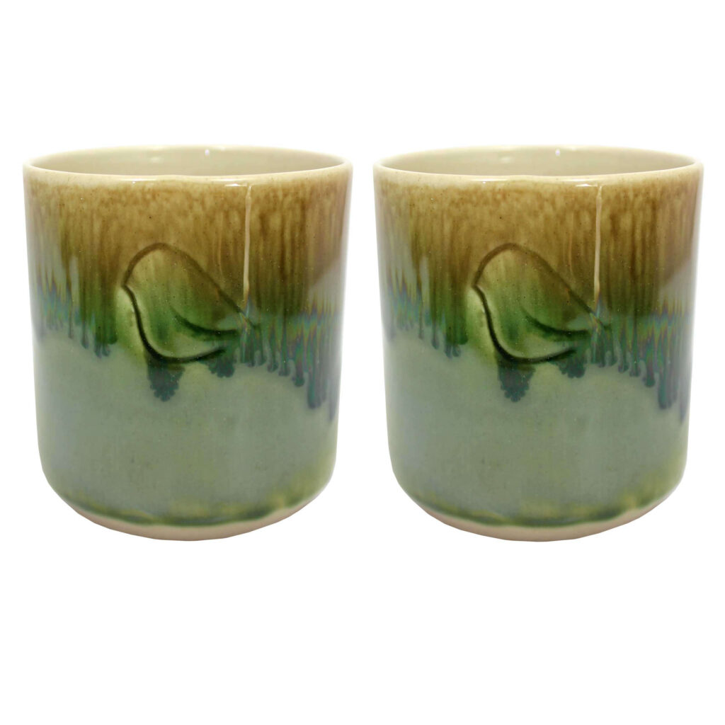 Tasse en céramique artistique - avec modèle Oiseau (Set de 2)