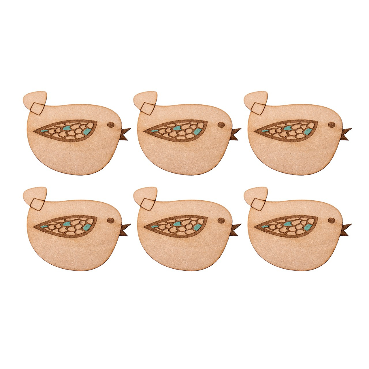 Sous-verre en bois – Écologique et fonctionnel avec design d'oiseau (Pack de 6)
