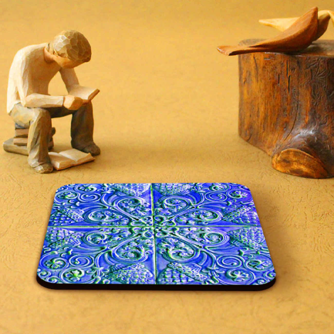 Sous-verres en bois avec des designs iraniens – Charme culturel (Pack de 6)