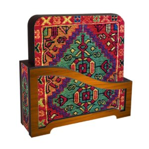 Sous-verres en bois avec design iranien authentique – Inspiré du tapis (6 pièces)
