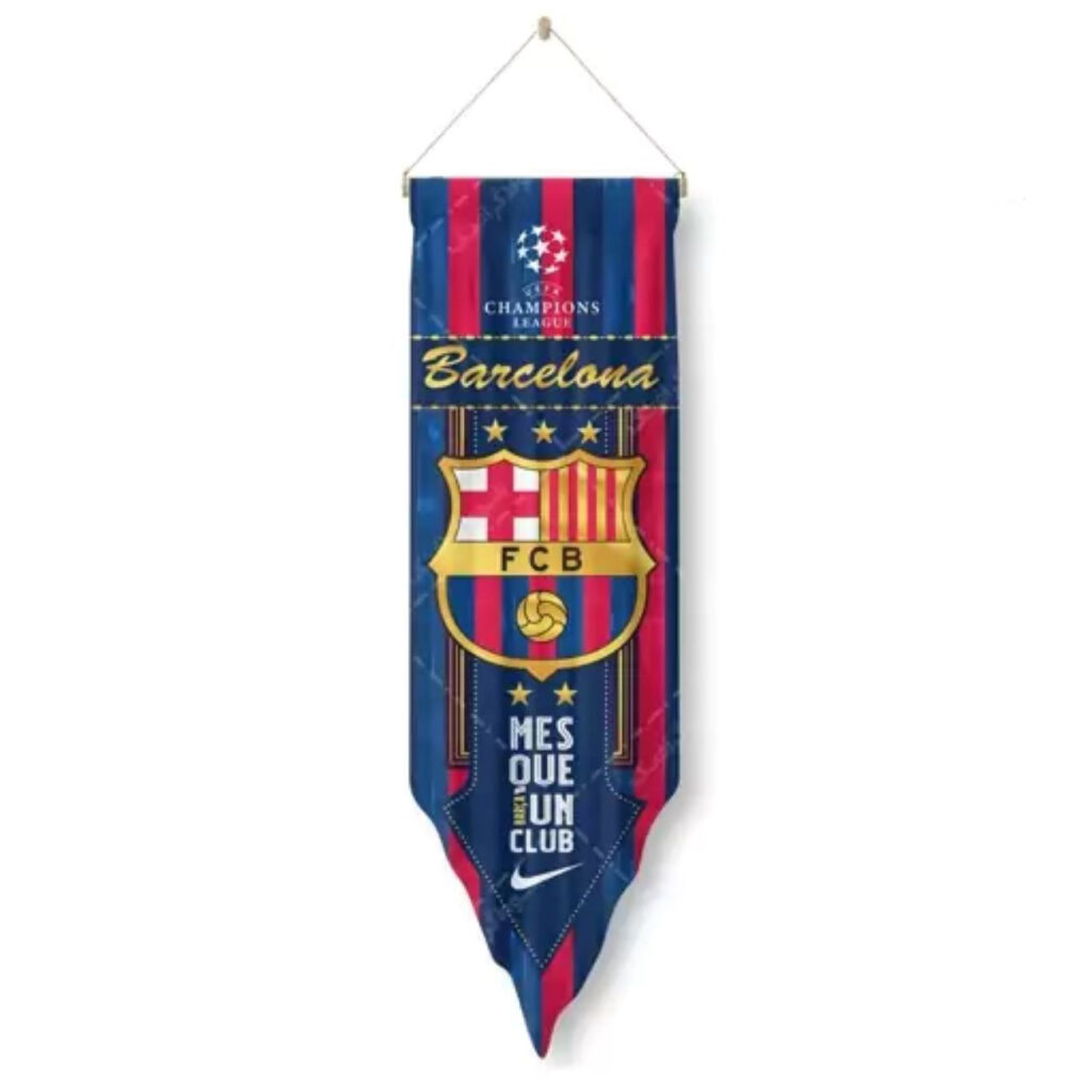 Drapeau mural fan du FC Barcelone – Design personnalisé pour fans de sport et chambres de football