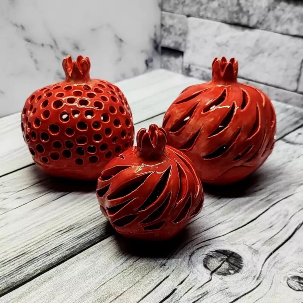 Porte-bougie en céramique style grenade 2 pièces – Une touche décorative pour l'ambiance de votre maison