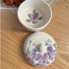 Bol à sucre en céramique avec beau motif floral & couvercle