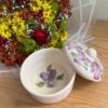 Bol à sucre en céramique avec beau motif floral & couvercle