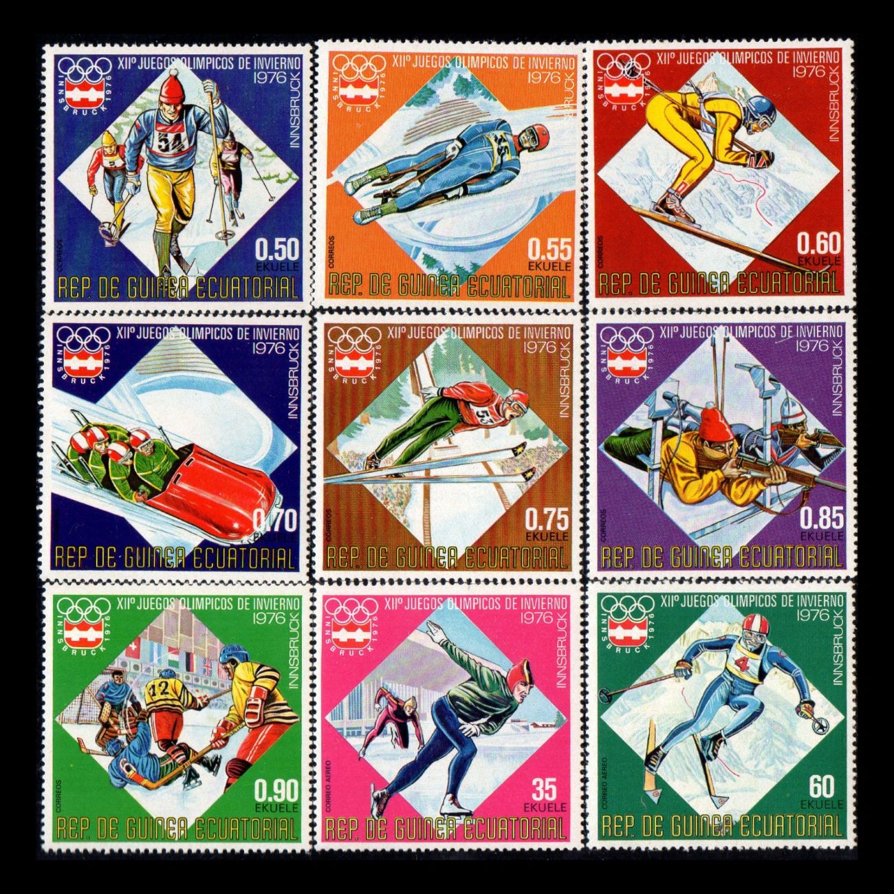 Timbres commémoratifs – Modèle Autriche, lot de 9 pièces