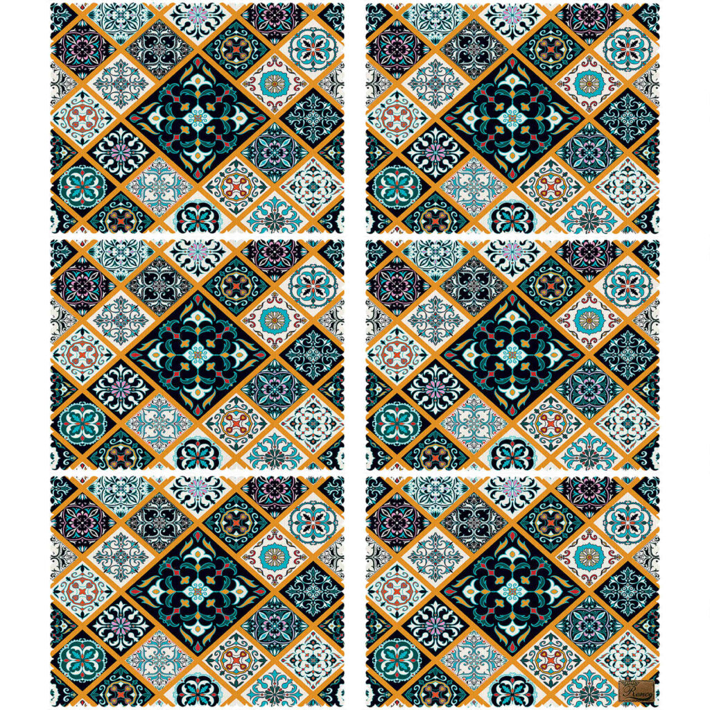 Set de table contemporain à motif floral géométrique – Esthétique & pratique (Set de 6)