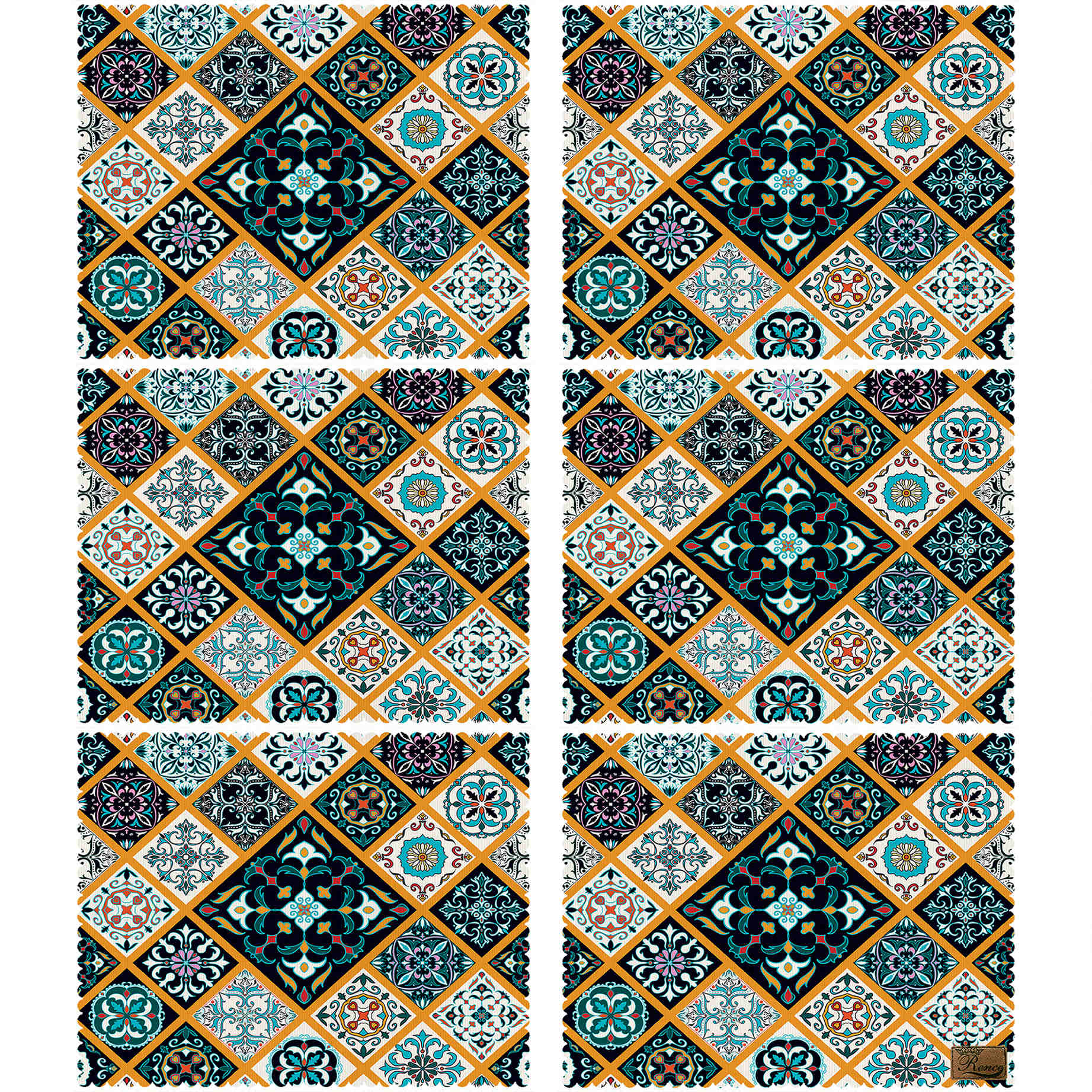 Set de table contemporain à motif floral géométrique – Esthétique & pratique (Set de 6)