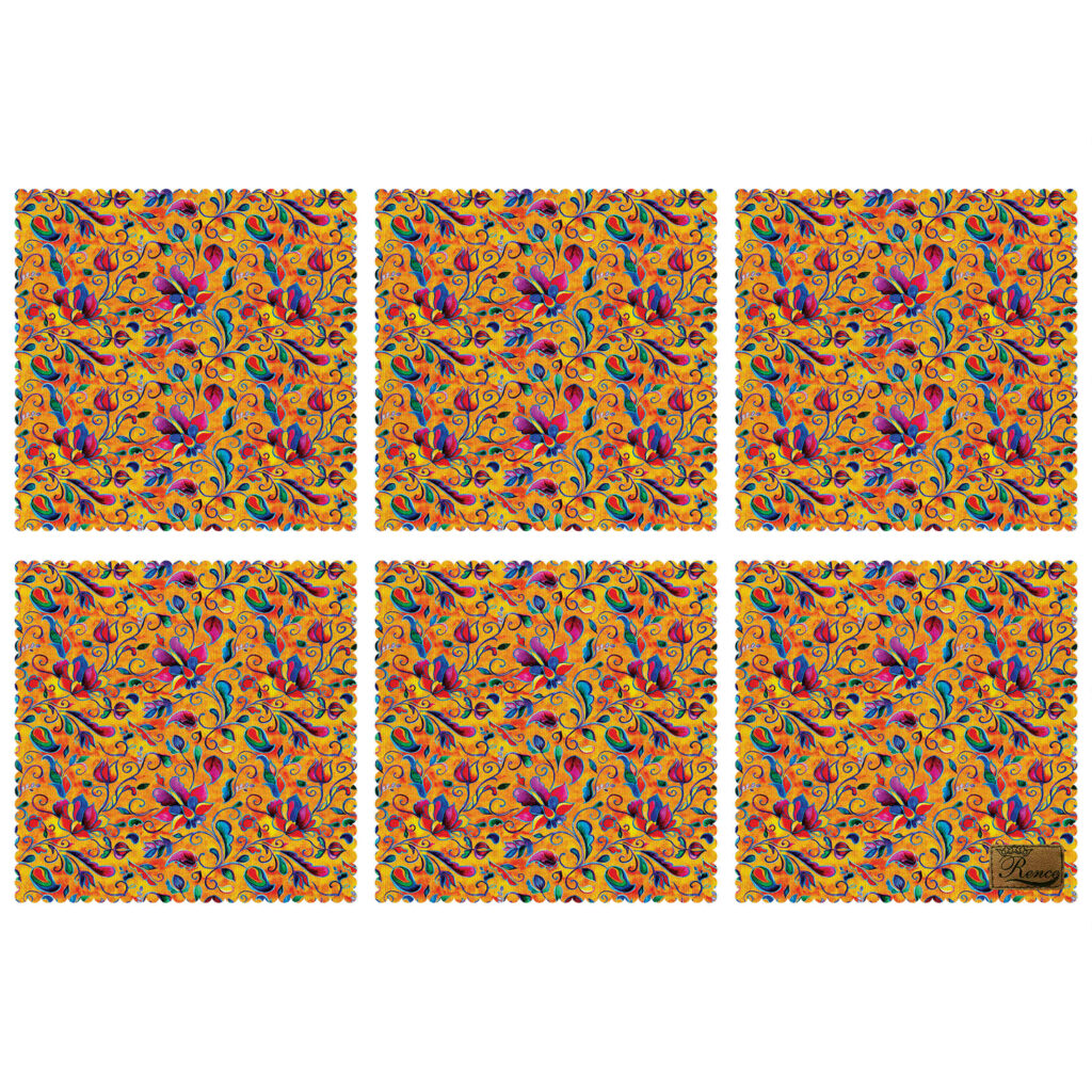 Set de table décoratif à motif floral – Parfait pour la décoration de salle à manger (Set de 6)