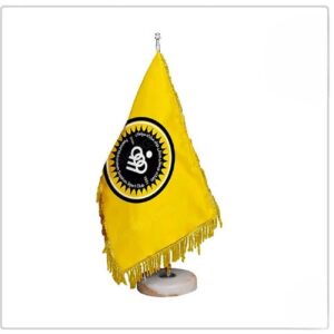 Drapeau de Bureau de l’Équipe de Football Sepahan avec Base en Pierre, Idéal pour les Fans Jaune
