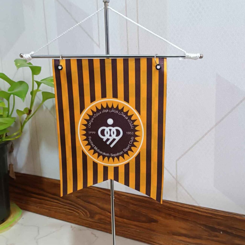Drapeau de Bureau de l'Équipe de Football Sepahan avec Base en Pierre, Idéal pour la Salle de Bureau