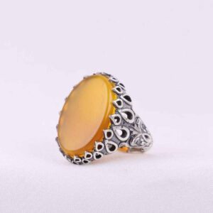 Radiance Divine – Bague en argent Sharf al-Shams avec motif de goutte pour homme