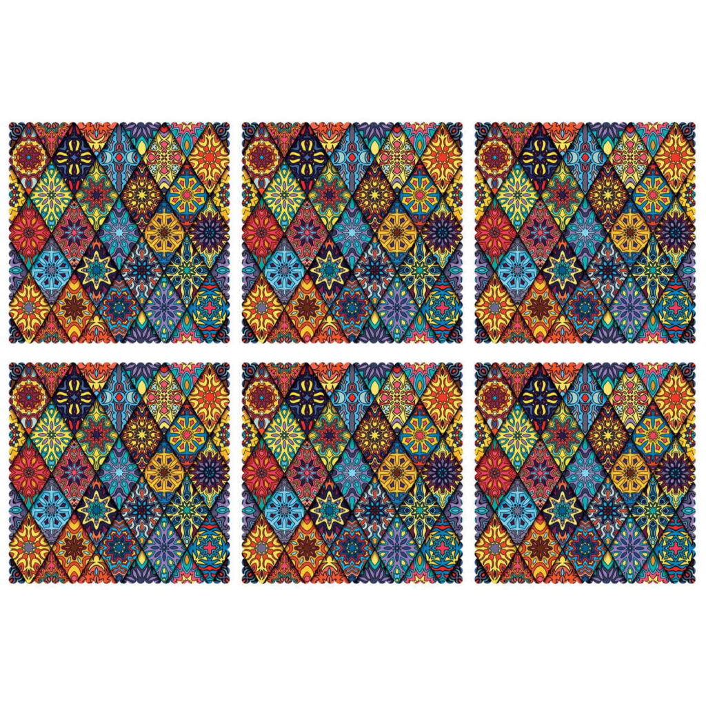 Set de table élégant à motif floral géométrique – Accent de table stylé (Set de 6)