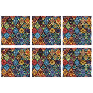 Set de table élégant à motif floral géométrique – Accent de table stylé (Set de 6)