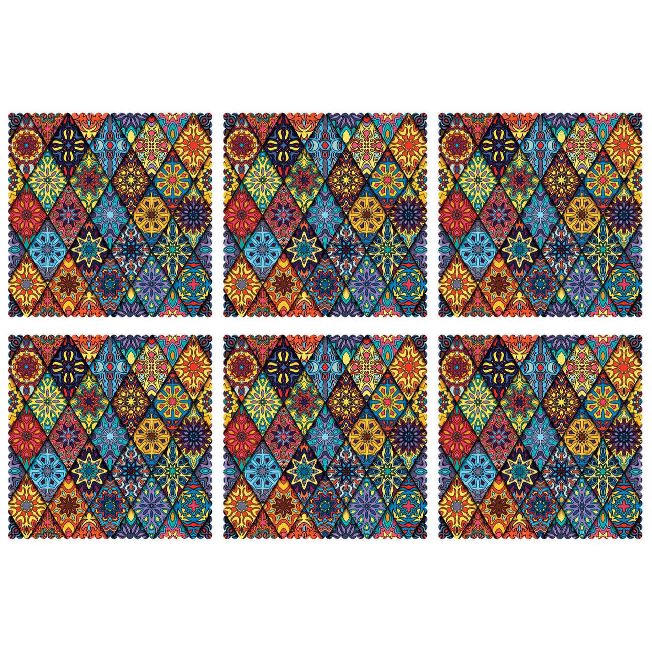 Set de table élégant à motif floral géométrique – Accent de table stylé (Set de 6)