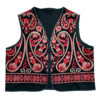 Gilet brodé avec design floral rouge pour femmes