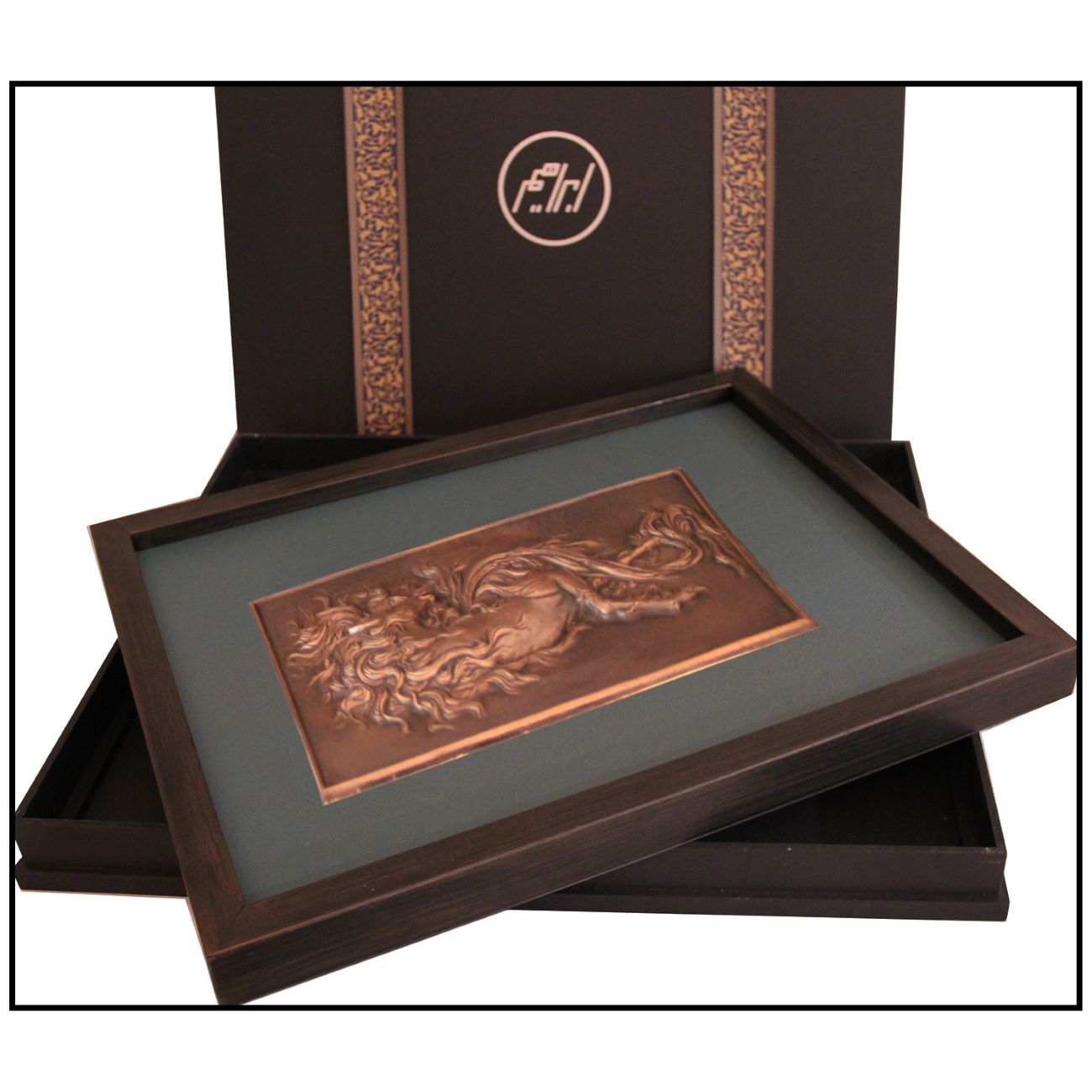 Art encadré en laiton gravé – Design de cheval