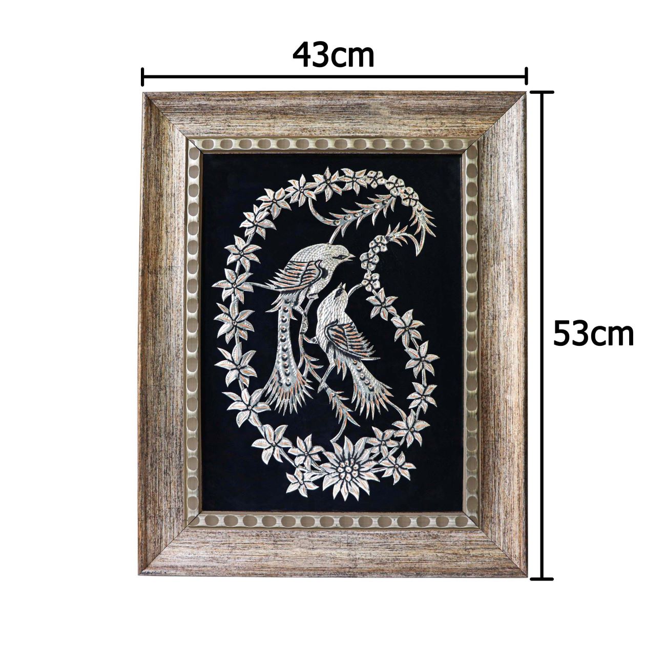 Panneau gravé de deux oiseaux avec design Boteh Jegheh