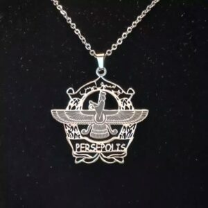 Collier Faravahar et Persépolis avec chaîne en acier inoxydable premium
