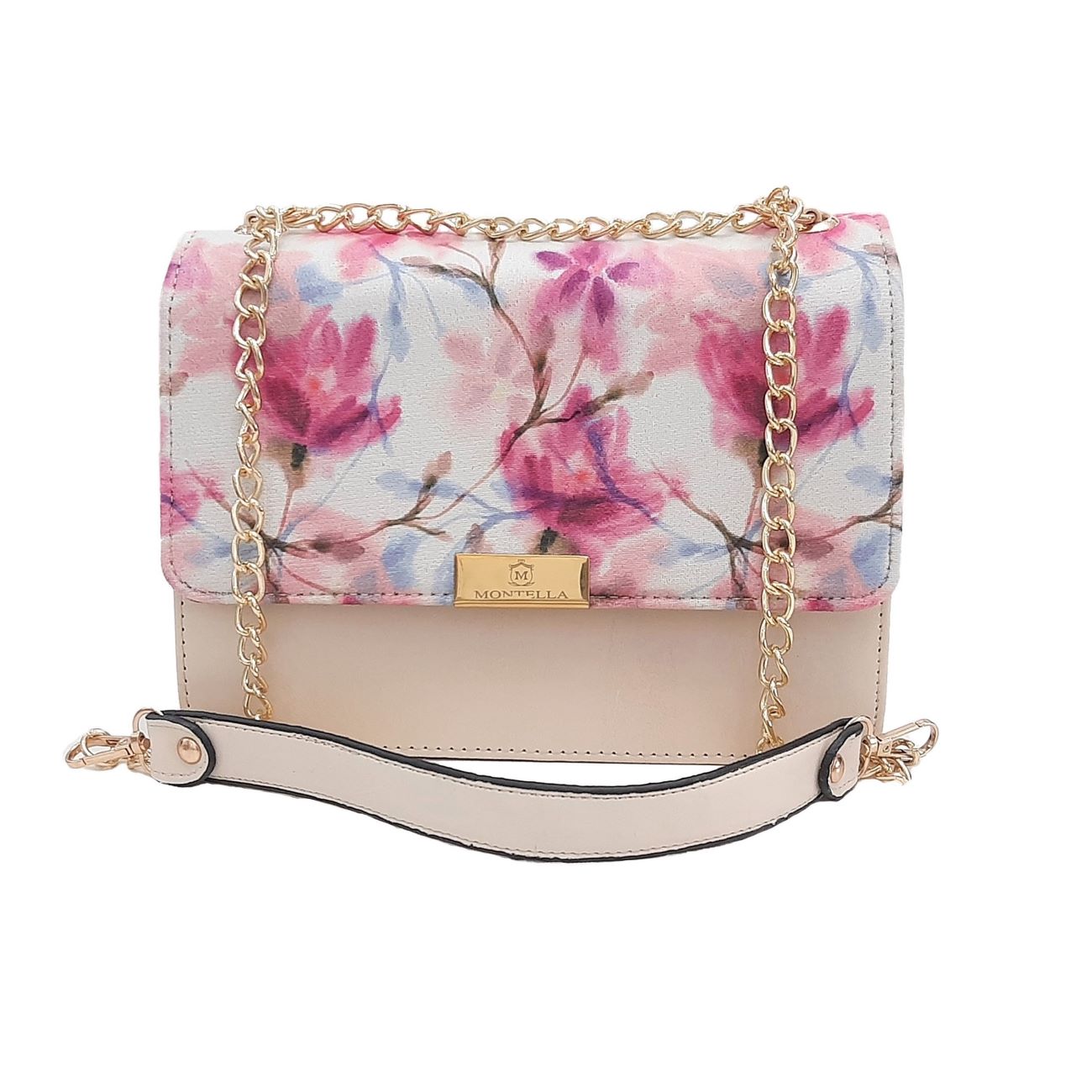 Sac à chaîne tendance avec foulard assorti – Design floral