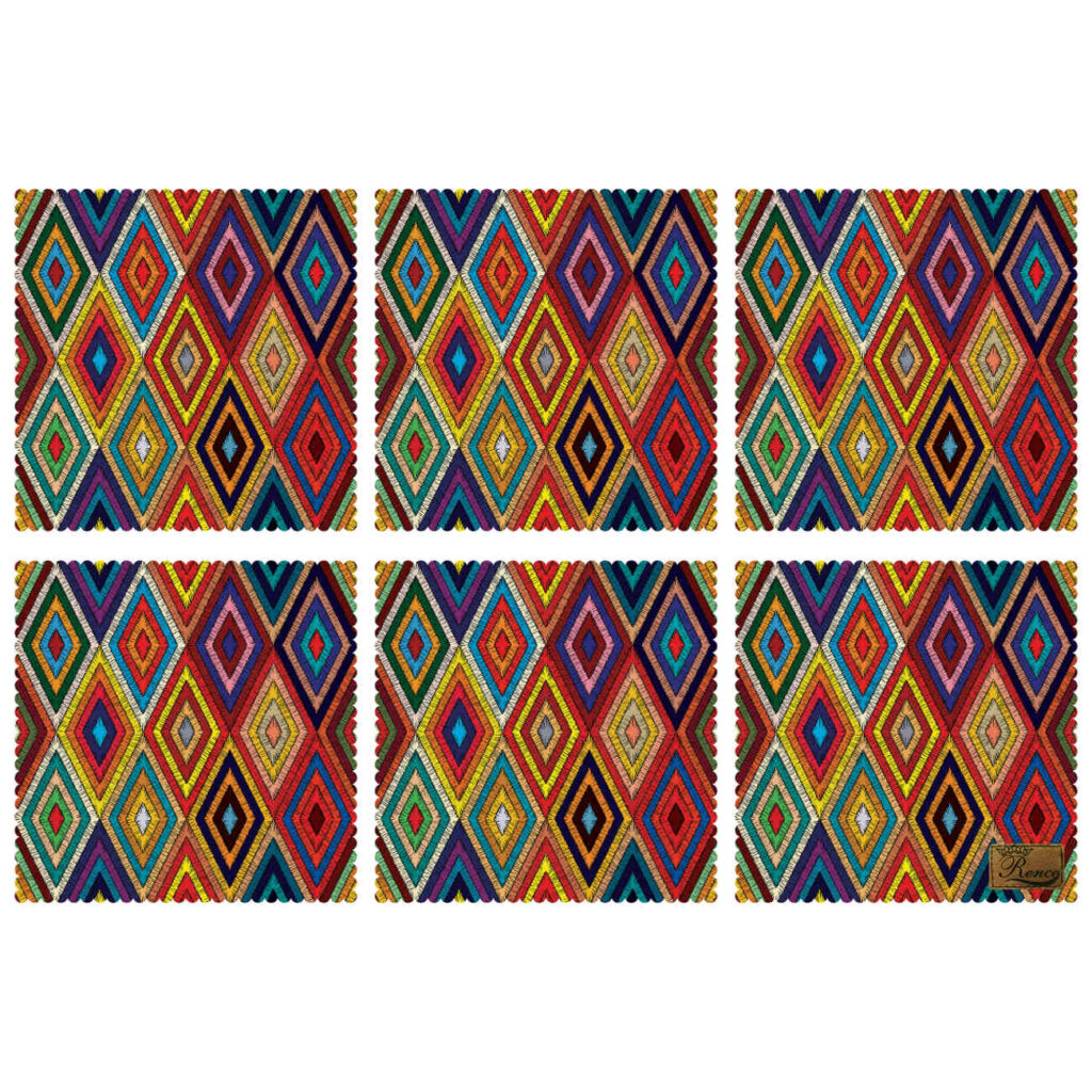 Set de table à motif géométrique en losanges (Set de 6)