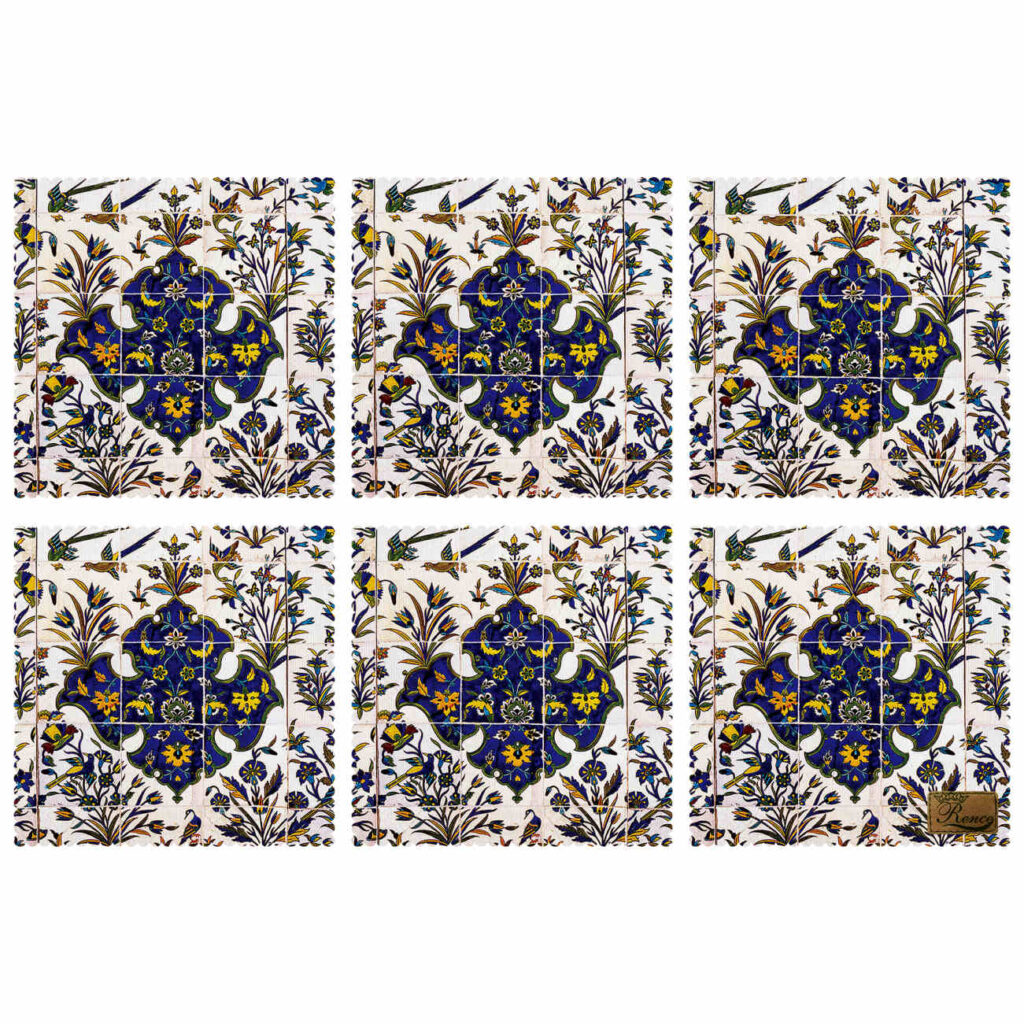 Set de table géométrique et inspiré par la nature – Motif oiseau & fleur (Set de 6)