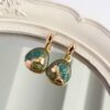 Boucles d'oreilles Minakari vertes en émail avec fleurs suspendues pour femmes