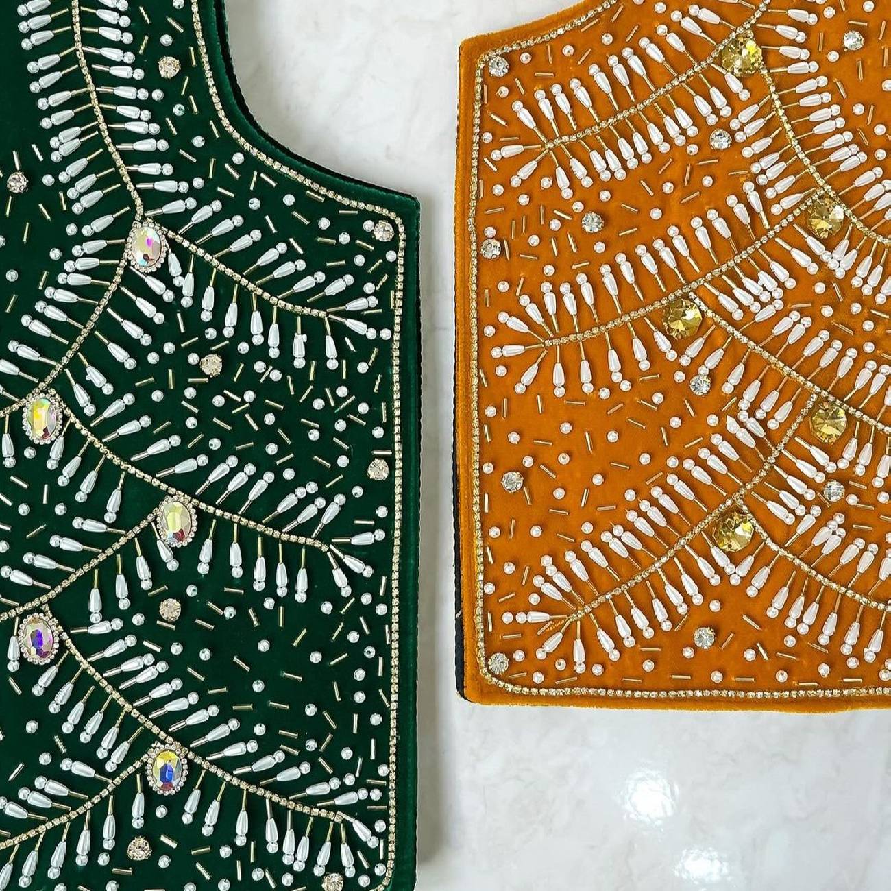 Gilet brodé fait main en perles pour femmes