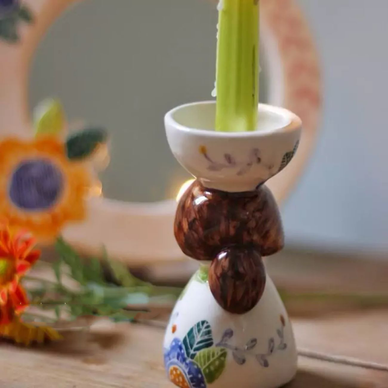 Porte-bougie en céramique fait à la main – Parfait pour une décoration intérieure stylée