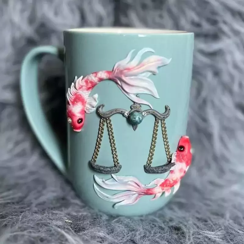 Mug Céramique Artisanal avec Symbole des Poissons – Design Élégant & Unique