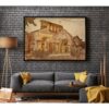 Panneau Mural en Marqueterie Fait Main avec Design Époustouflant de l'Église