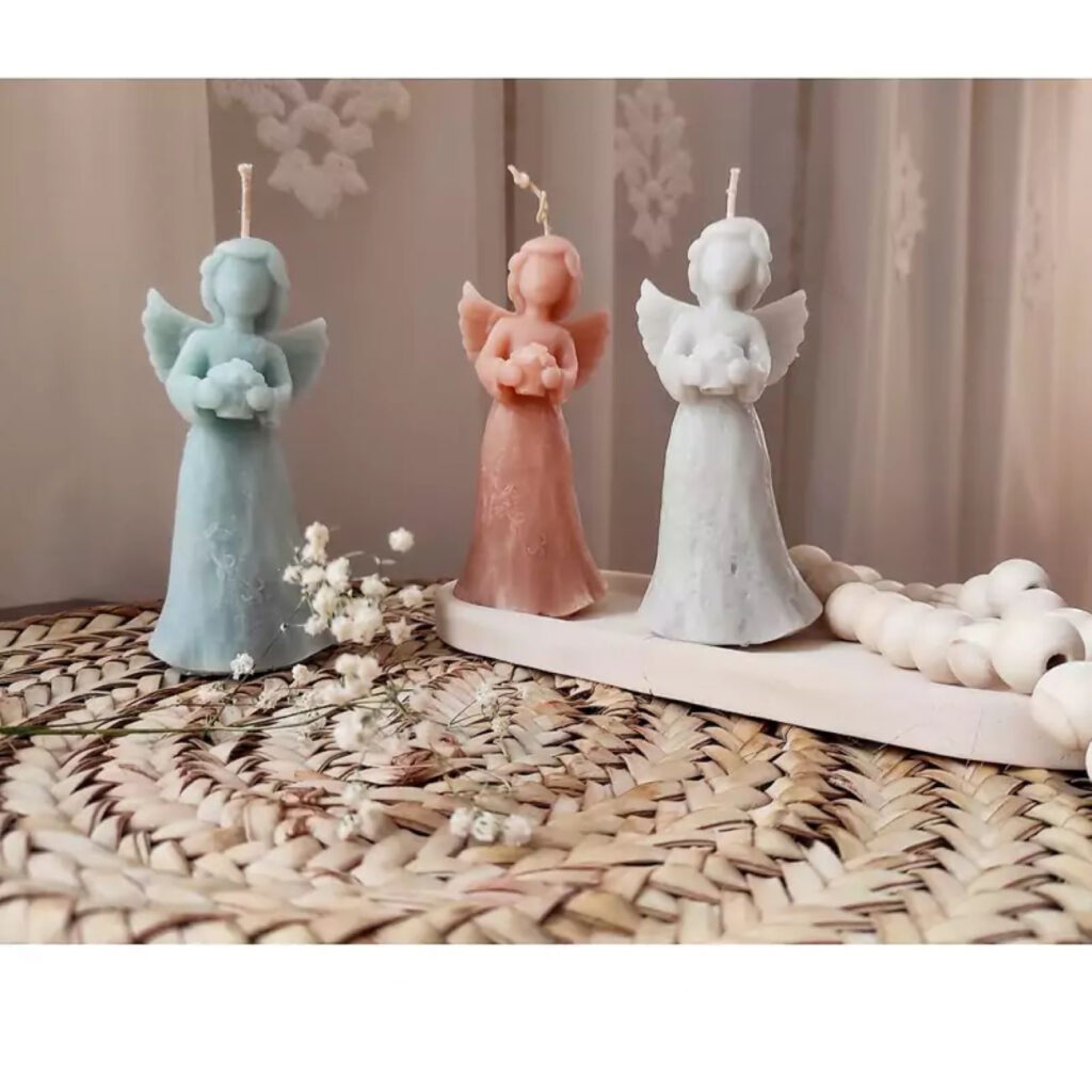 Bougie artisanale ange pour sérénité spirituelle, idéale pour cadeaux et décor (lot de 3 pièces)