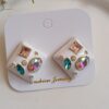 Boucles d'oreilles Minakari faites à la main avec émail et pierres précieuses