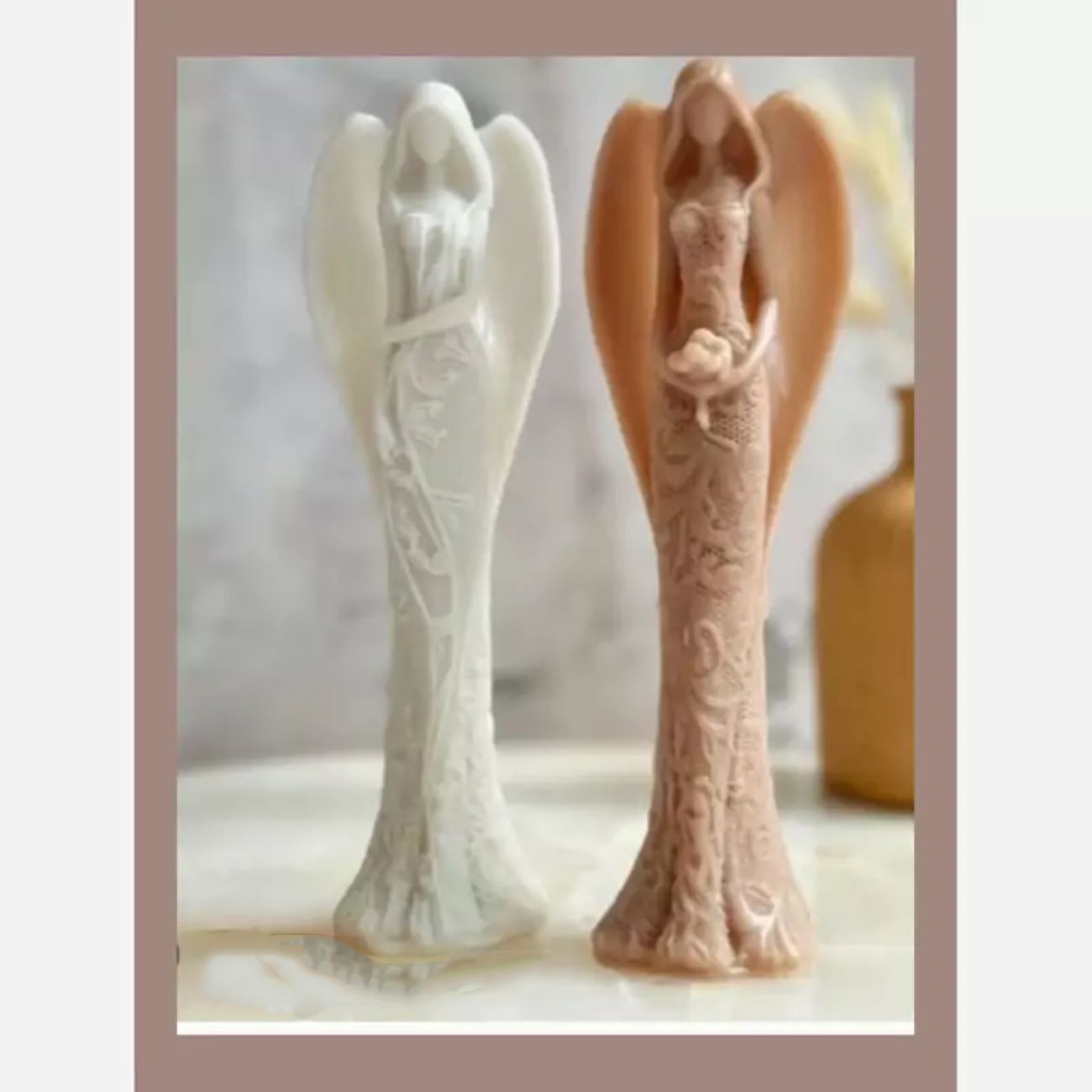 Bougie sculpture artisanale avec design d’anges, idéale pour offrir ou décorer (lot de 5 pièces)