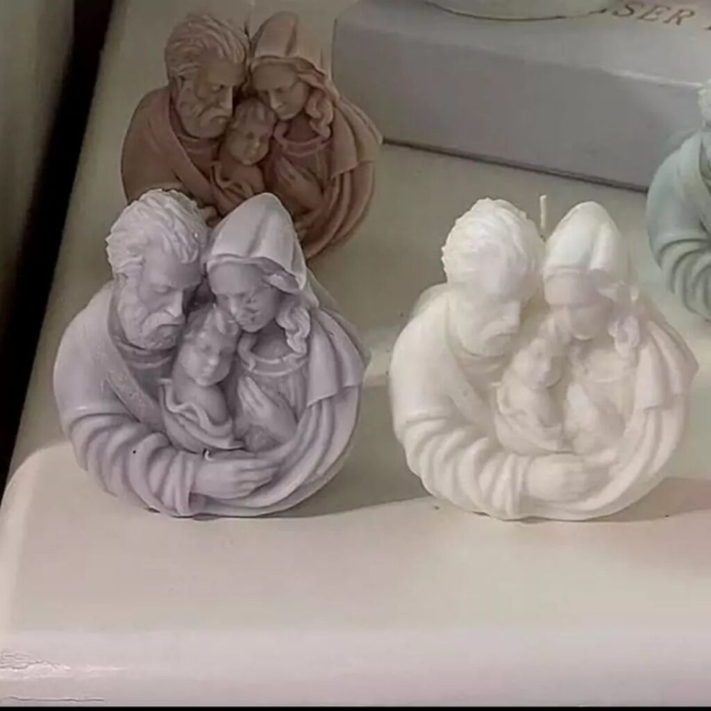 Bougie sculpture artisanale avec design de l'amour familial (lot de 3 pièces)