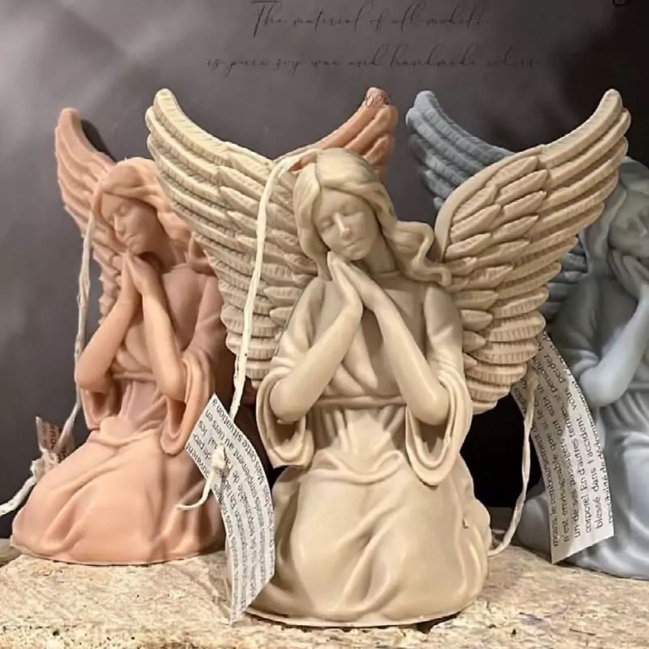 Bougie sculpture artisanale avec design d'ange endormi, idéale pour décor et cadeaux (lot de 3 pièces)