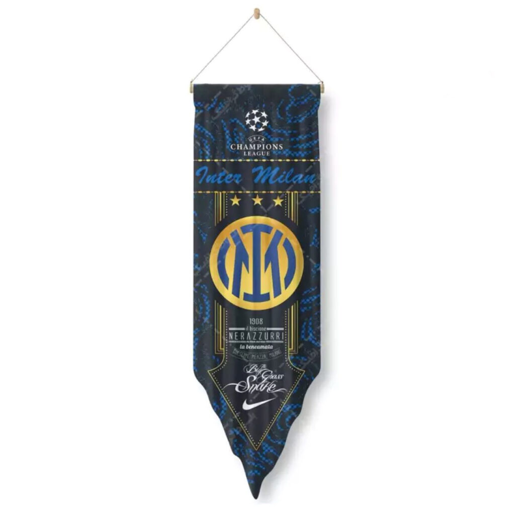 Drapeau mural fan de l’Inter Milan FC – Design personnalisé pour fans de sport et chambres de football