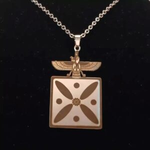 Collier Faravahar et Bannière de Kaveh avec chaîne en acier inoxydable de haute qualité pour hommes