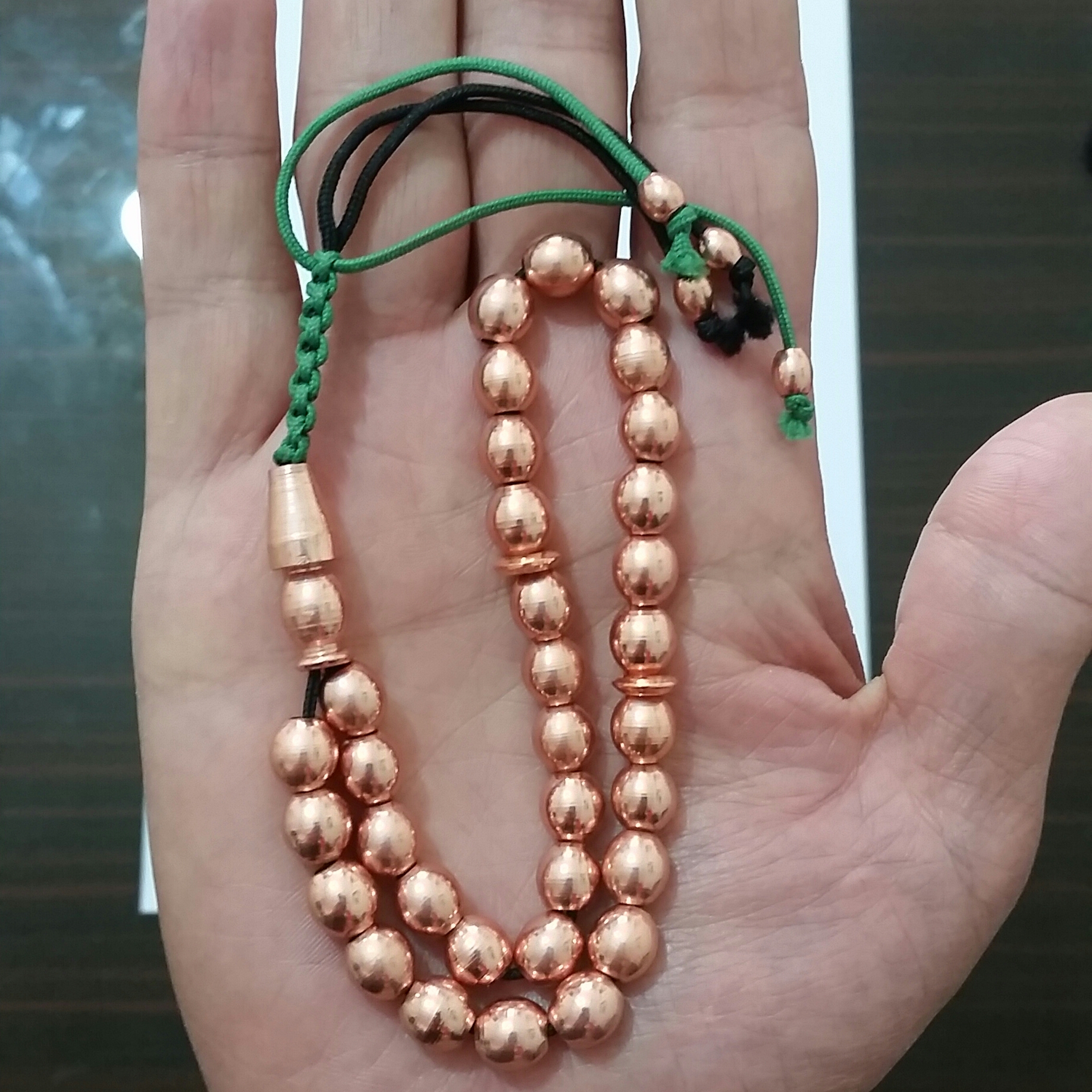 Chapelet islamique en cuivre – 33 perles (Tasbih Misbaha)