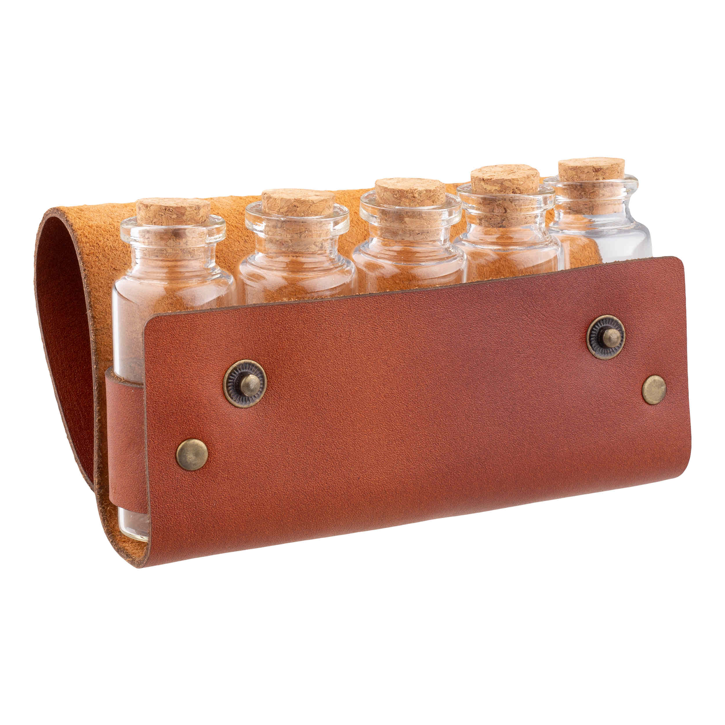 Ensemble de Contenants à Épices en Cuir pour Voyage Kuh Man Modèle 15cc (Ensemble de 5)