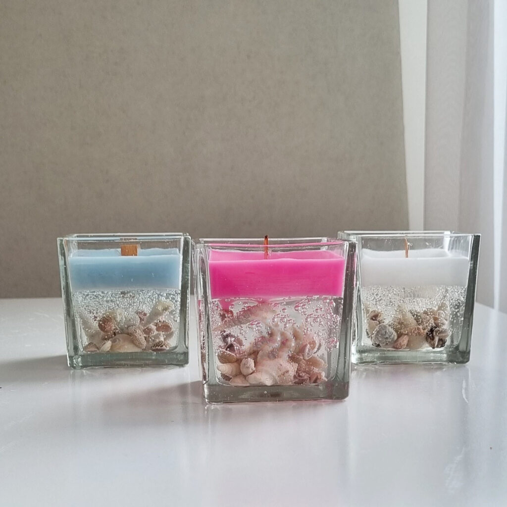 Bougie en Pot en Verre Gel Parafine Océan – Design Artisanale avec Élégance Océanique
