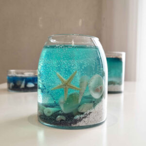 Bougie en Pot en Verre Gel Parafine Océan – Design Étoile de Mer pour une Touche Côtière