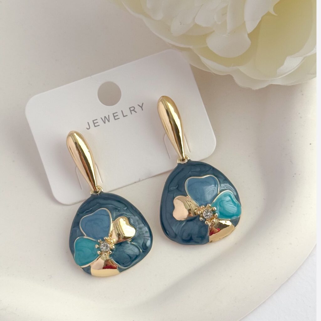 Boucles d'oreilles persanes en acier Minakari avec design artistique de fleurs Minakari