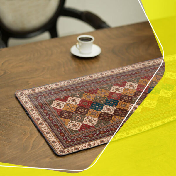 Chemin de table en velours marron inspiré de la tradition persane