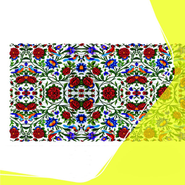 Chemin de table en velours rouge inspiré de la tradition persane – avec design de rose