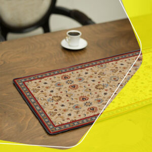 Chemin de table en velours inspiré de la tradition persane – avec design floral botanique
