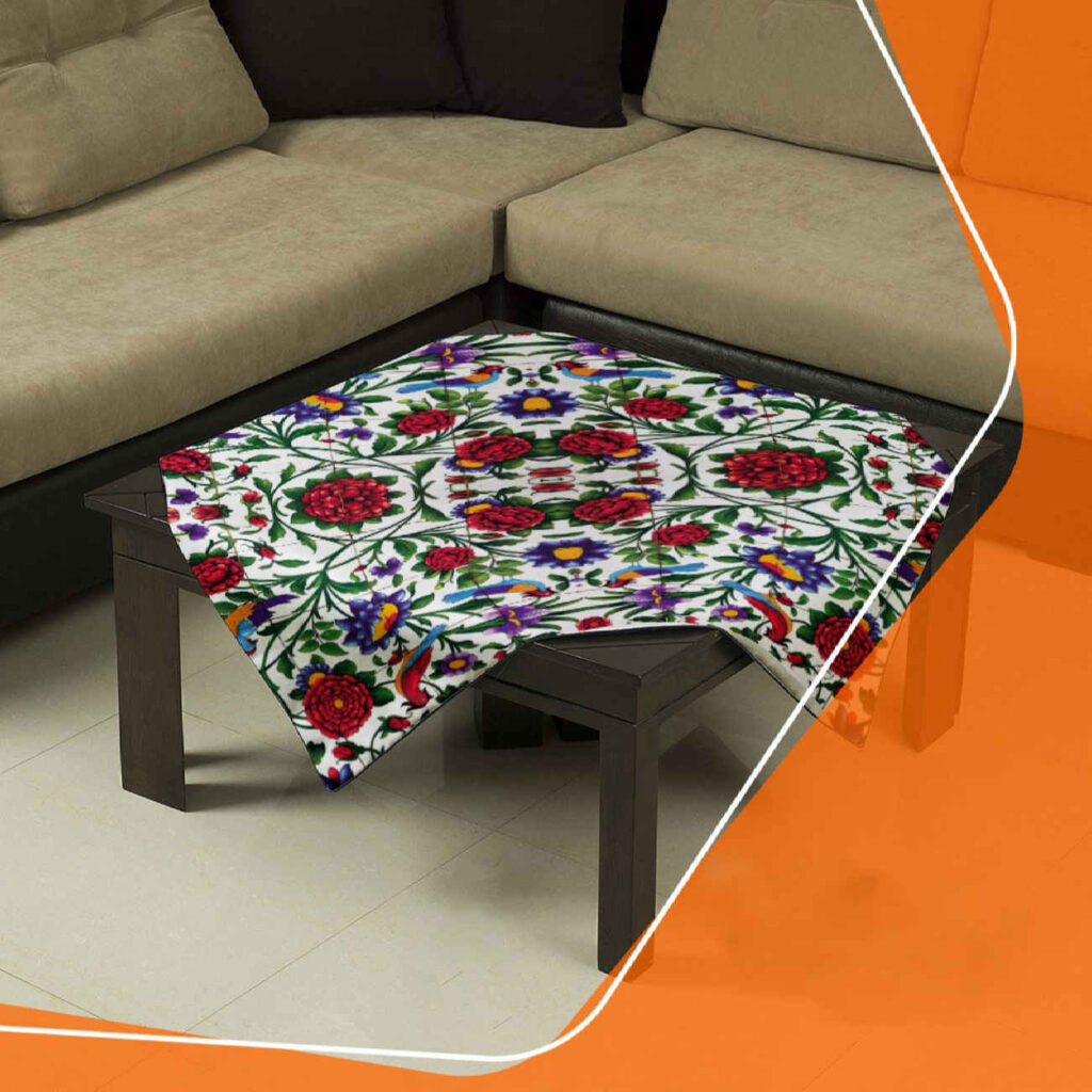 Nappe en velours floral rouge inspirée de la tradition persane – Luxueuse et douce