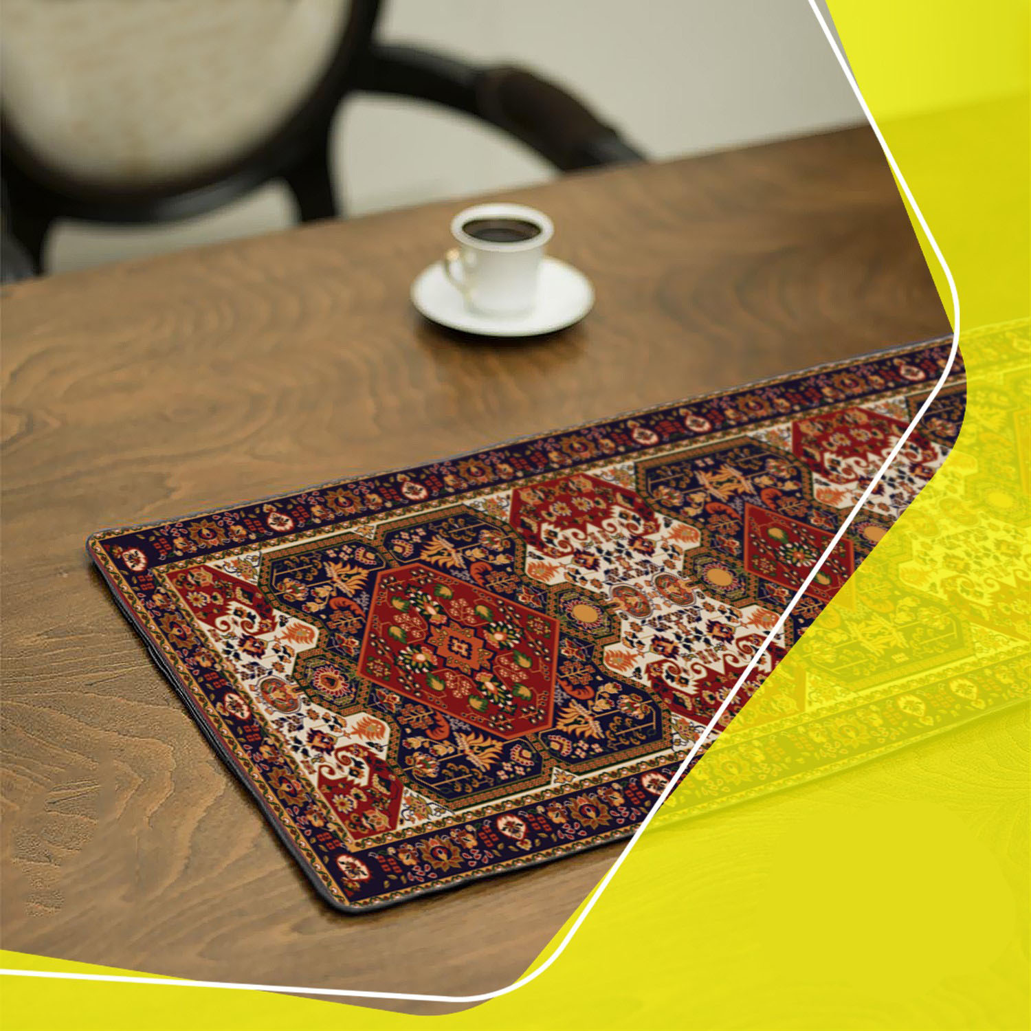 Chemin de table en velours inspiré de la tradition persane – Design géométrique élégant